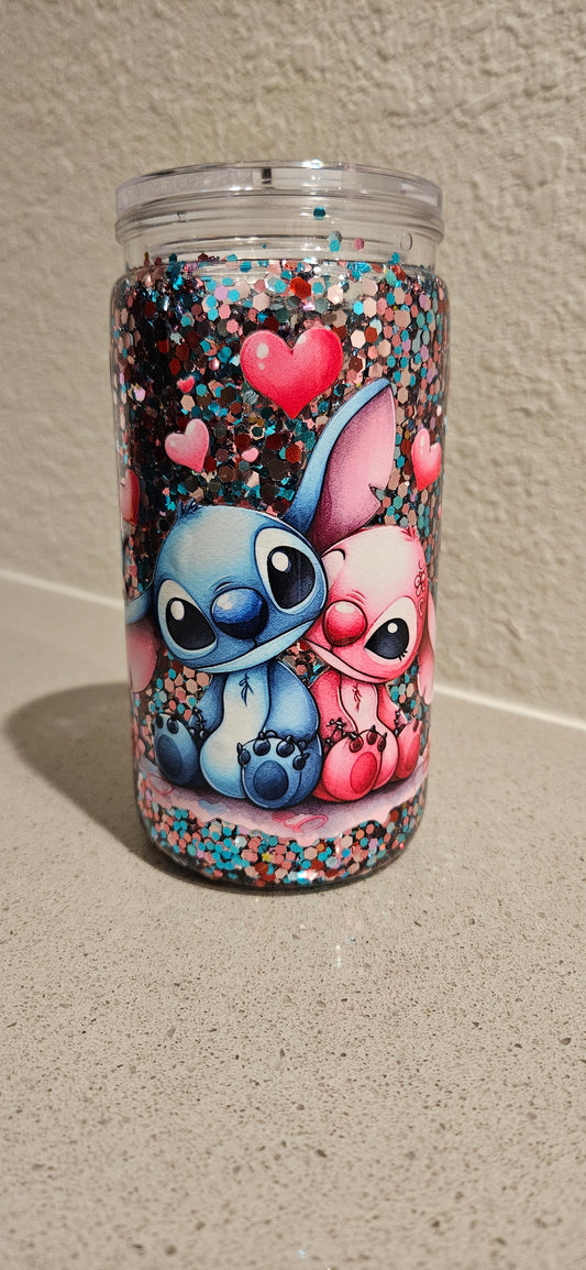 Premade Snowglobe Stitch cup