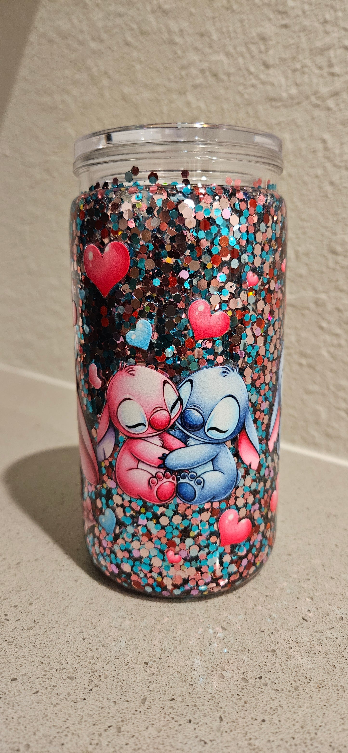 Premade Snowglobe Stitch cup