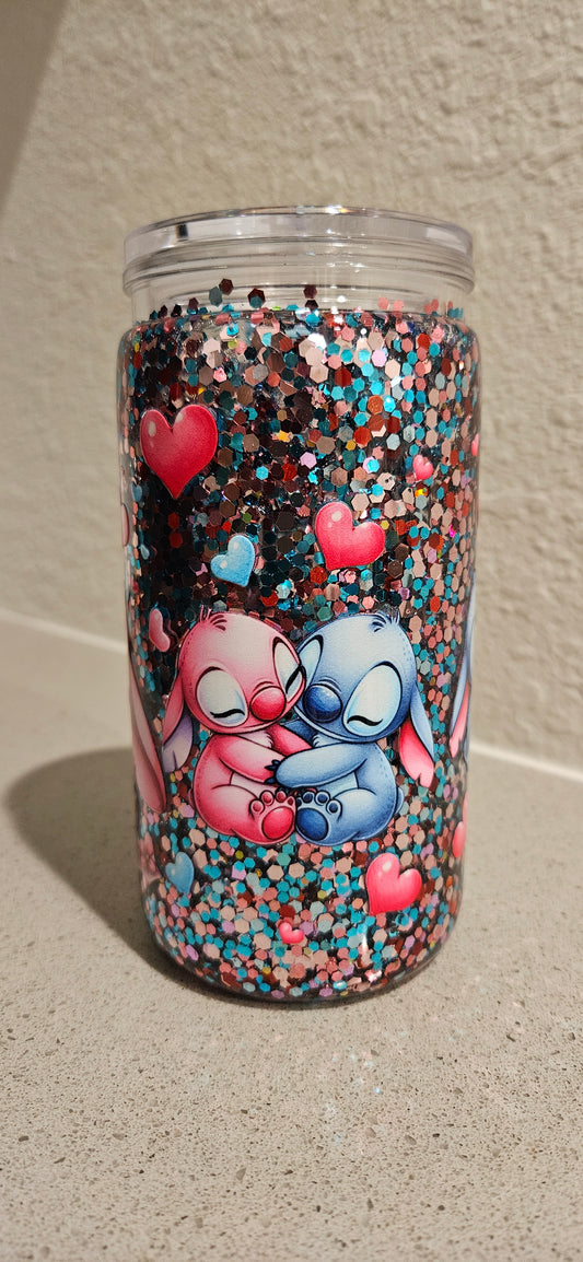 Premade Snowglobe Stitch cup